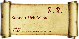 Kapros Urbána névjegykártya